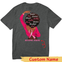 Fighter Strong With Pink Ribbon Woman, Personalized Breast Cancer Shirts