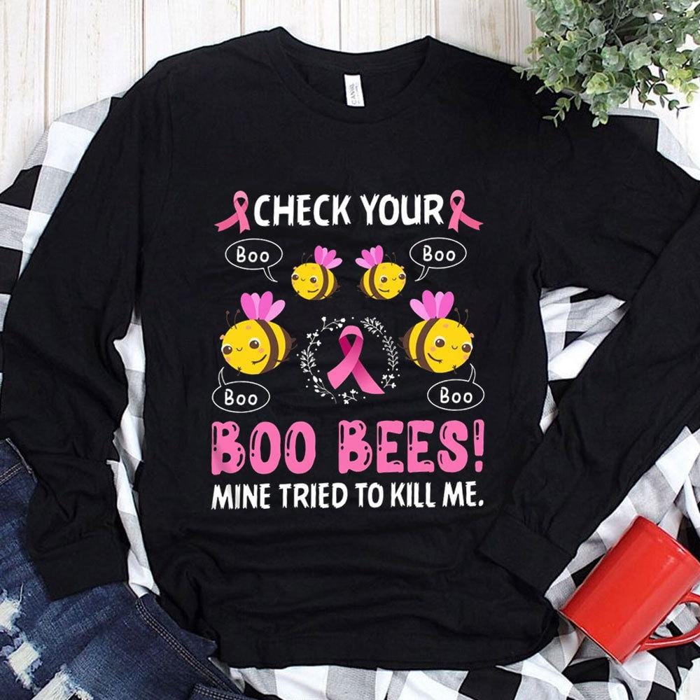 Check Your Boo Bees, Halloween Breast Cancer Shirts