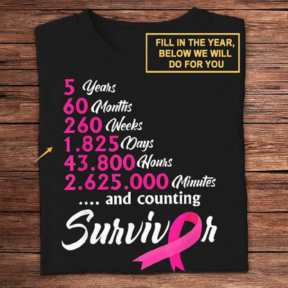 Y contando, camisetas personalizadas para sobrevivientes del cáncer de mama