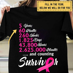 And Counting, Survivor Personalized Breast Cancer Shirts