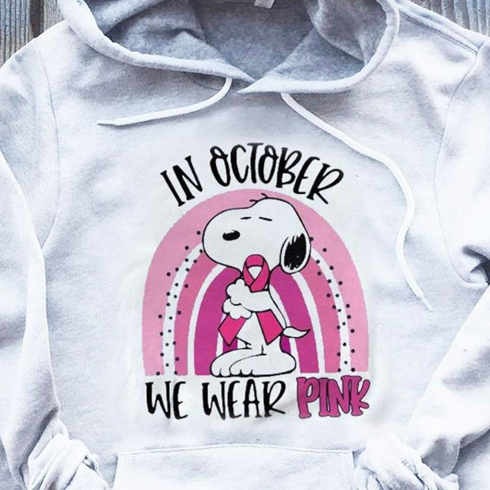 In October We Wear Pink Rainbow Breast Cancer Hoodie, Shirt
