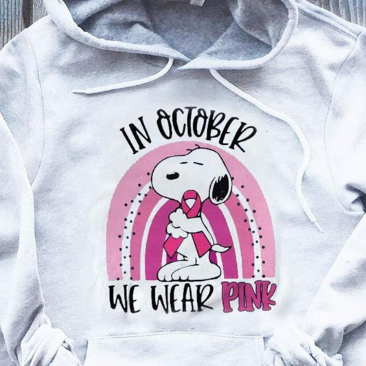 In October We Wear Pink Rainbow Breast Cancer Hoodie, Shirt