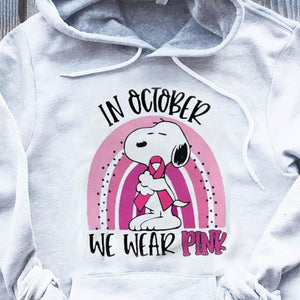 In October We Wear Pink Rainbow Breast Cancer Hoodie, Shirt