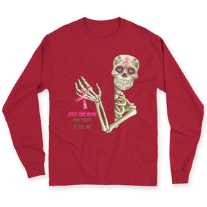 Check Your B00bs Mine Tried To Kill Me Funny Skeleton Breast Cancer Shirts