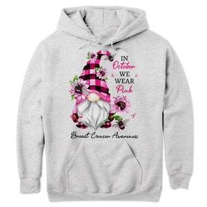 En octubre vestimos de rosa, sudaderas y camisetas con motivo del cáncer de mama de los gnomos