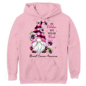 En octubre vestimos de rosa, sudaderas y camisetas con motivo del cáncer de mama de los gnomos