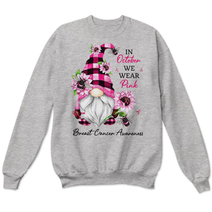 En octubre vestimos de rosa, sudaderas y camisetas con motivo del cáncer de mama de los gnomos