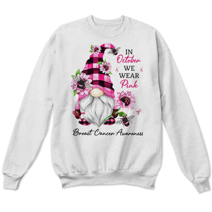 En octubre vestimos de rosa, sudaderas y camisetas con motivo del cáncer de mama de los gnomos