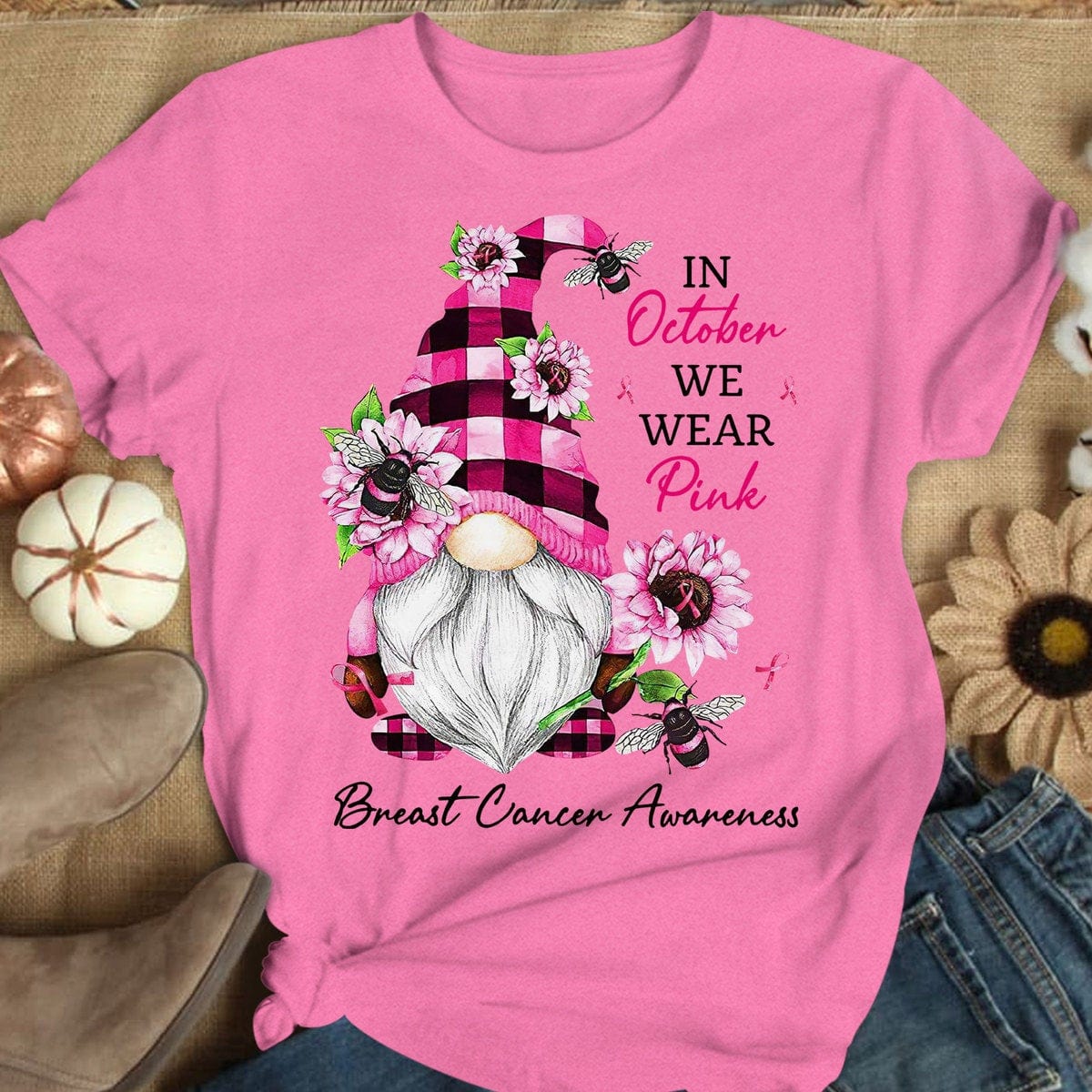 In October We Wear Pink, Gnomes Breast Cancer T Shirts