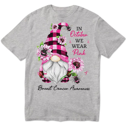 In October We Wear Pink, Gnomes Breast Cancer Sweatshirt, Shirts