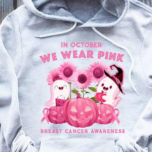 In October We Wear Pink, Halloween Breast Cancer Hoodie, Shirt