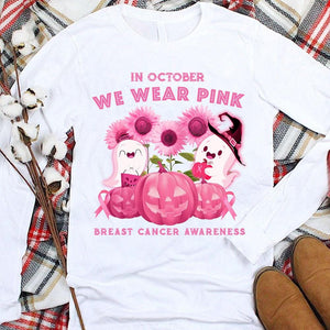 In October We Wear Pink, Halloween Breast Cancer Hoodie, Shirt