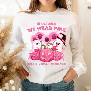 In October We Wear Pink, Halloween Breast Cancer Hoodie, Shirt