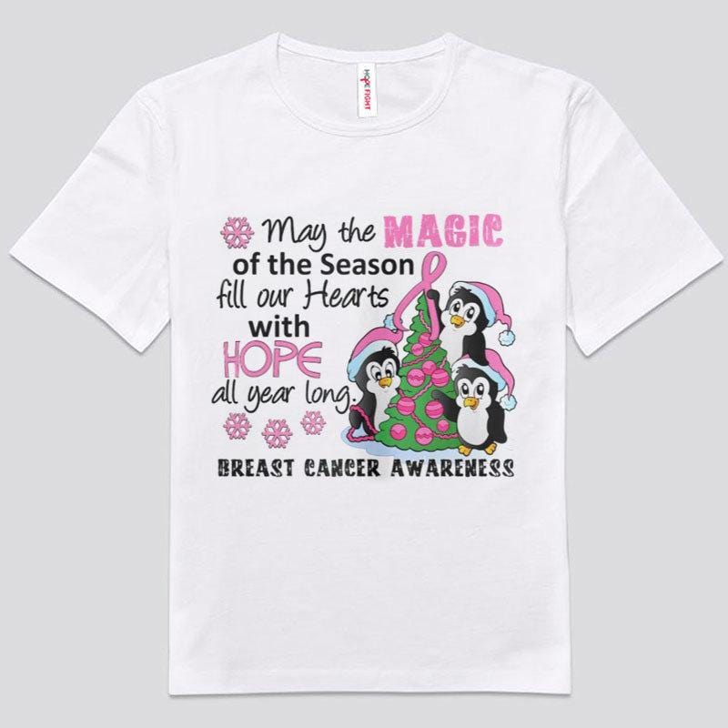 Que la magia de la temporada llene nuestros corazones de esperanza Camisetas navideñas contra el cáncer de mama