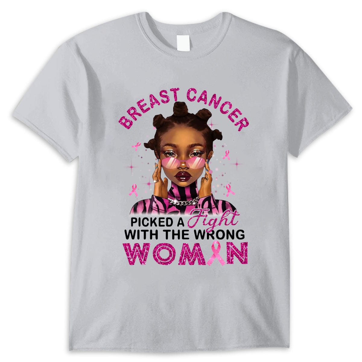 Me peleé con la mujer equivocada, camisetas contra el cáncer de mama