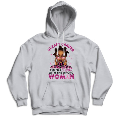 Me peleé con la mujer equivocada, camisetas contra el cáncer de mama