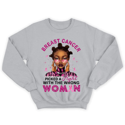 Me peleé con la mujer equivocada, camisetas contra el cáncer de mama