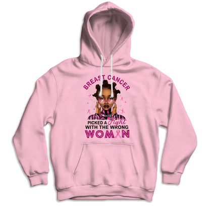 Me peleé con la mujer equivocada, camisetas contra el cáncer de mama