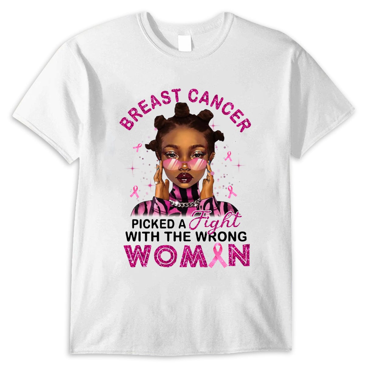 Me peleé con la mujer equivocada, camisetas contra el cáncer de mama