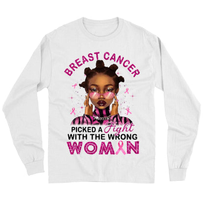 Me peleé con la mujer equivocada, camisetas contra el cáncer de mama