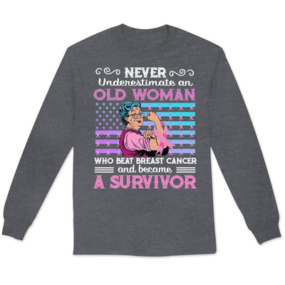 Never Underestimate An Old Man Who Beat Breast Cancer Shirts