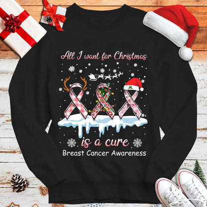 Todo lo que quiero para Navidad es una cura para el cáncer de mama Sudadera con capucha, camisetas
