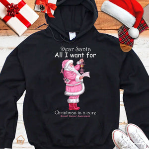 Dear Santa All I Want For Christmas Is A Cure Breast Cancer Hoodie, Shirts