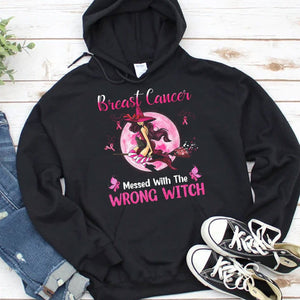 Sudadera con capucha y camiseta de Halloween sobre el cáncer de mama y la bruja equivocada