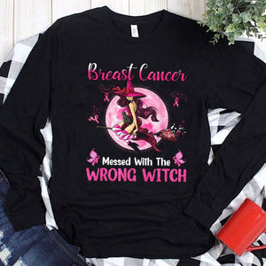 Sudadera con capucha y camiseta de Halloween sobre el cáncer de mama y la bruja equivocada