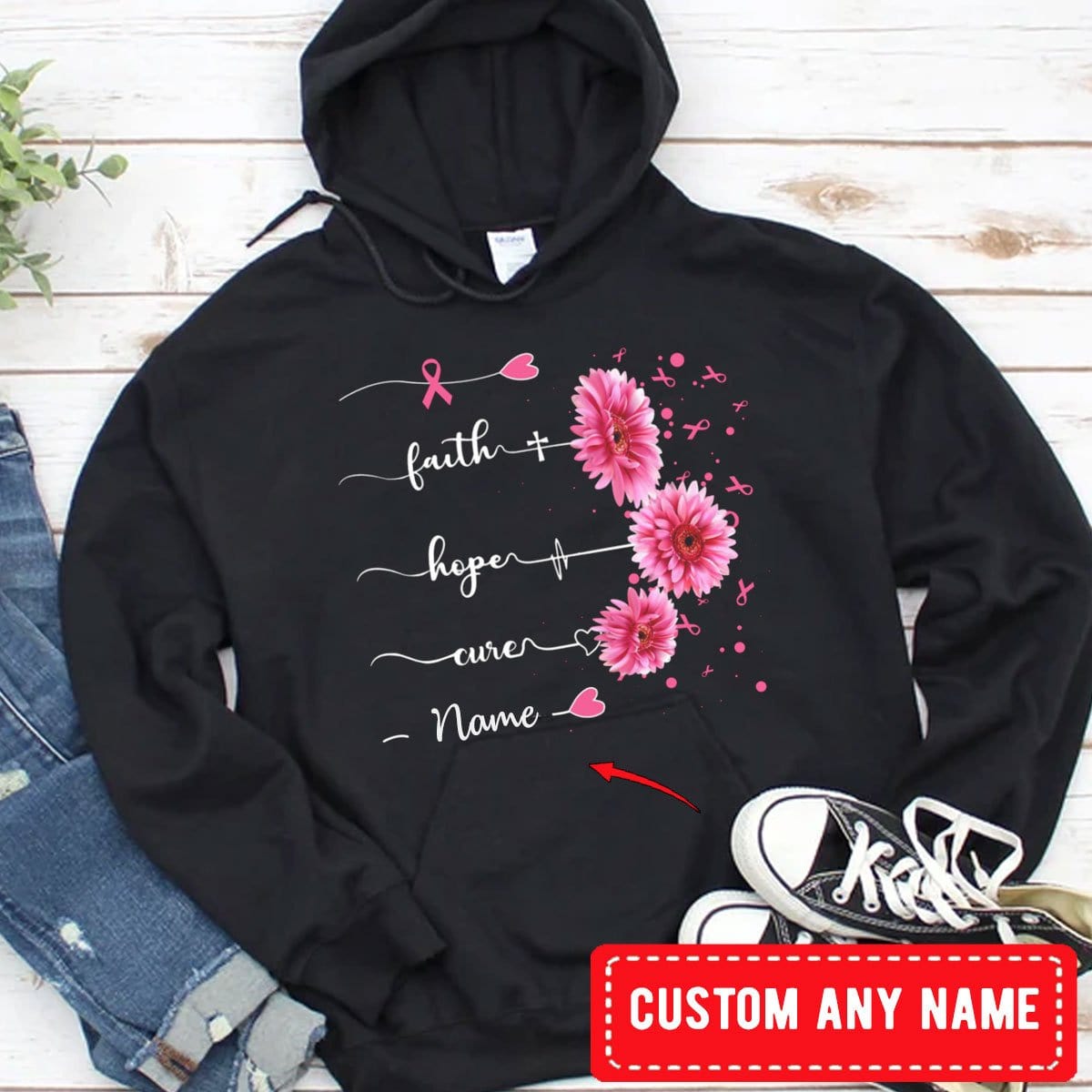 Faith Hope Cure Personalized Breast Cancer Hoodie, Shirts