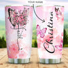 Personalized Breast Cancer Tumbler , Faith Butterfly Breast Cancer Awareness Tumbler