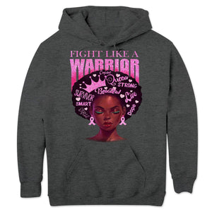 Fight Like A Warrior, Afro Black Woman Breast Cancer Long Sleeve Shirts