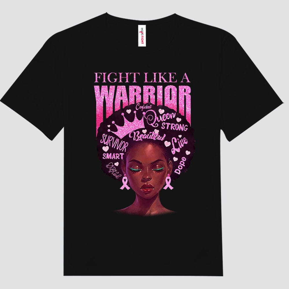 Camisetas de cáncer de mama Lucha como una guerrera, camiseta de guerrera contra el cáncer de mama