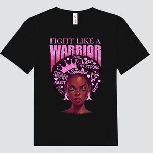 Fight Like A Warrior, Afro Black Woman Breast Cancer Long Sleeve Shirts