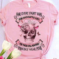Breast Cancer Shirts I Proudly Wear Pink Breast Cancer Support Shirts Skull
