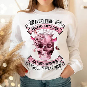 Breast Cancer Shirts I Proudly Wear Pink Breast Cancer Support Shirts Skull