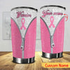 Personalized Breast Cancer Tumbler , Pink Ribbon Breast Cancer Warrior Tumbler