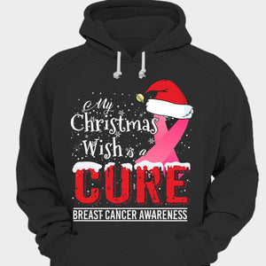 Mi deseo de Navidad es una cura Camisetas con lazo rosa contra el cáncer de mama