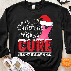 Mi deseo de Navidad es una cura Camisetas con lazo rosa contra el cáncer de mama