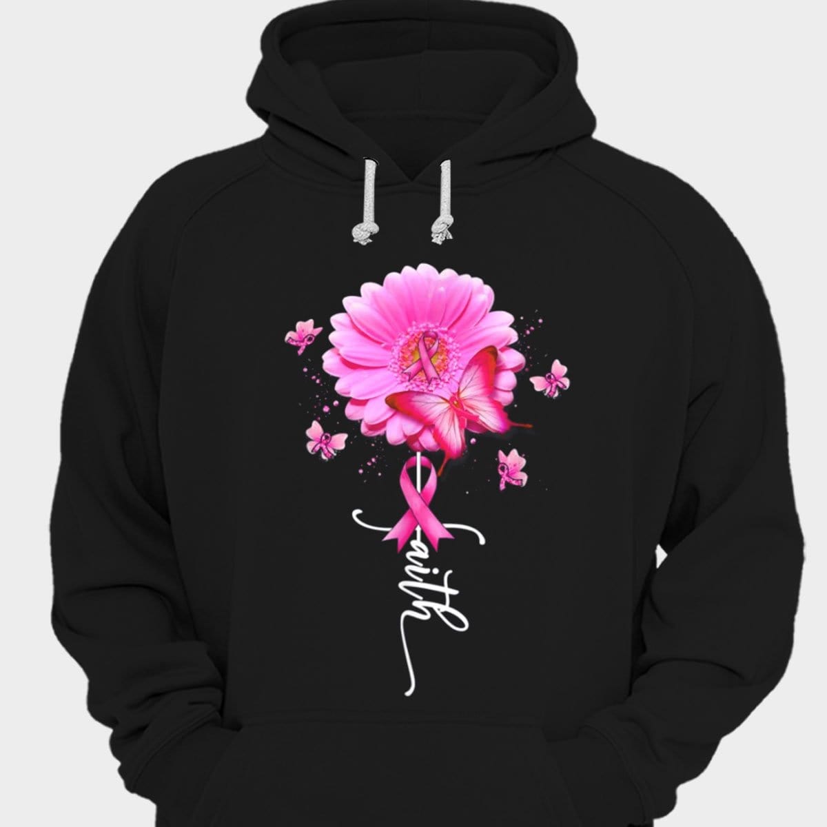 Camisetas con lazo rosa y gerberas para el cáncer de mama