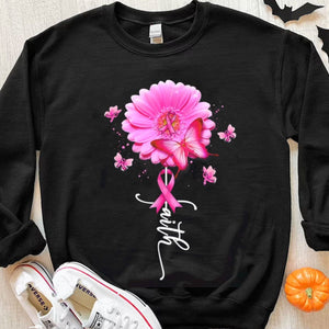 Camisetas con lazo rosa y gerberas para el cáncer de mama