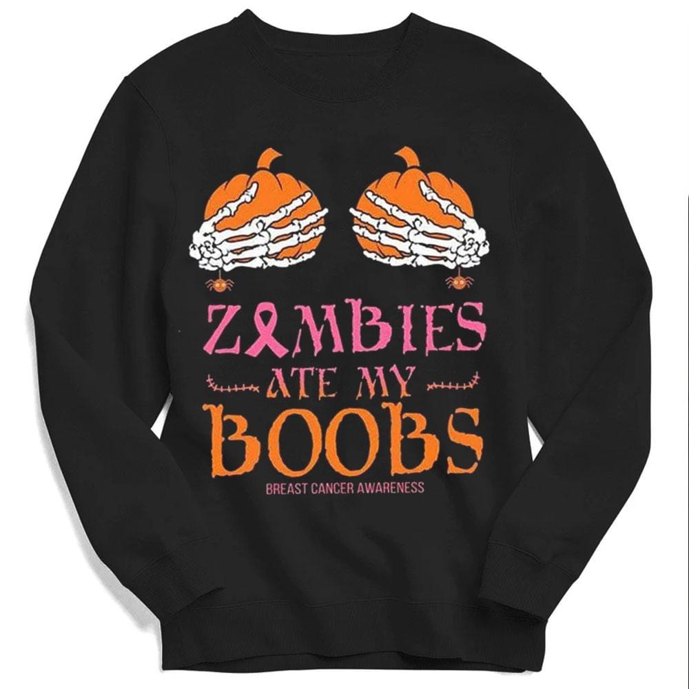 Zombies Ate My B00bs Breast Cancer Hoodie, Shirt