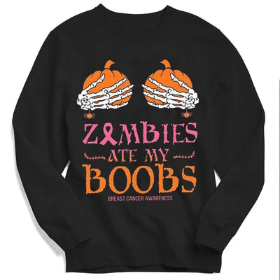 Zombies Ate My B00bs Breast Cancer Hoodie, Shirt