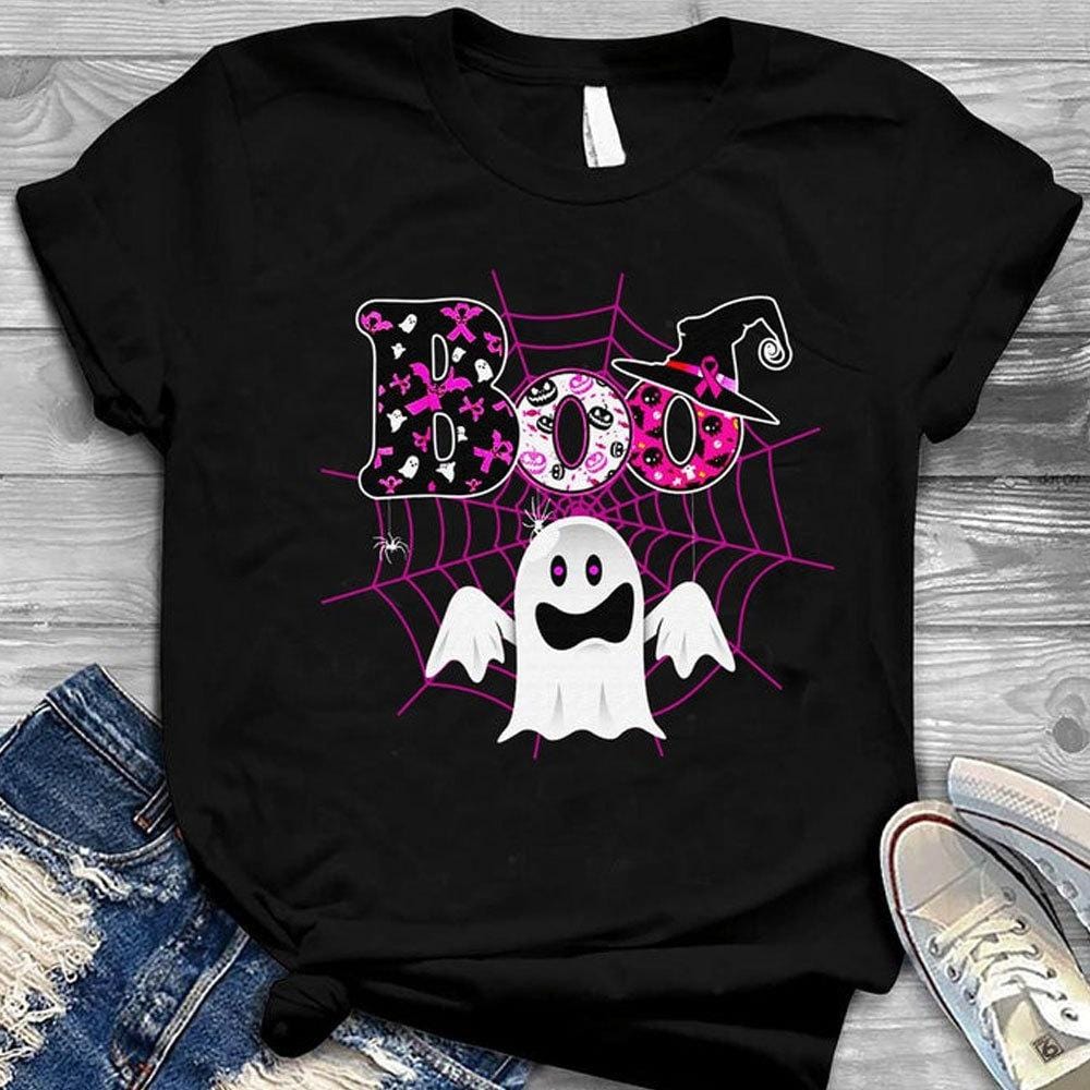 Breast Cancer Shirts Boo Halloween, Funny Breast Cancer Shirts