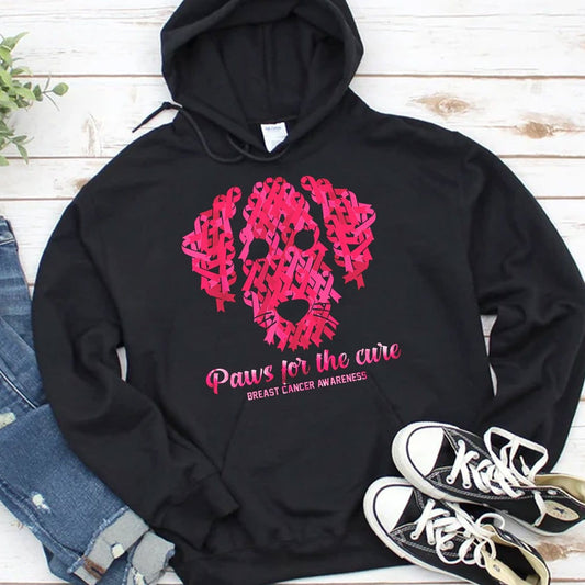 Paws For The Cure Breast Cancer Hoodie, Shirts