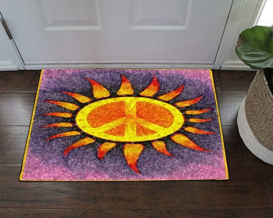Hippie Sun Peace Pattern Hippie Doormat