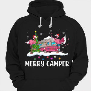 Camiseta navideña para acampar con el lema "Merry Camper"