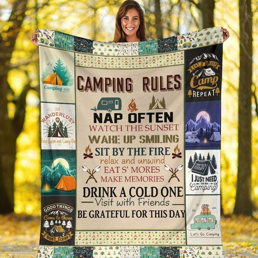 Normas para acampar, mantas de camping de vellón y sherpa