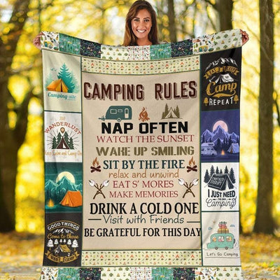 Camping Rules, Camping Blanket Fleece & Sherpa