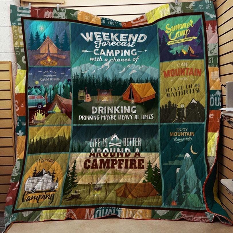 Weekend Forecast Camping With A Chance Of Drinking, Camping Blanket Fleece & Sherpa